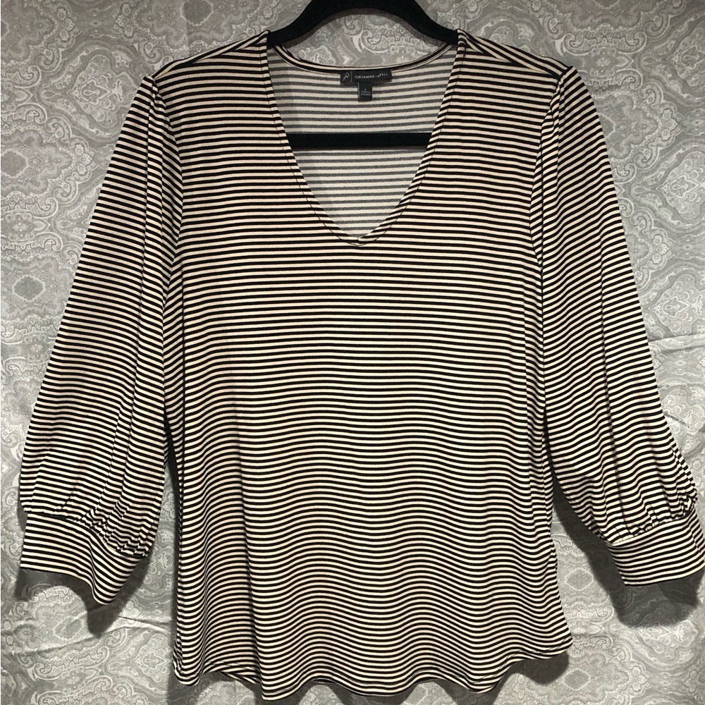 Adrianna Papell Brown Fitted 3/4 Sleeve Blouse